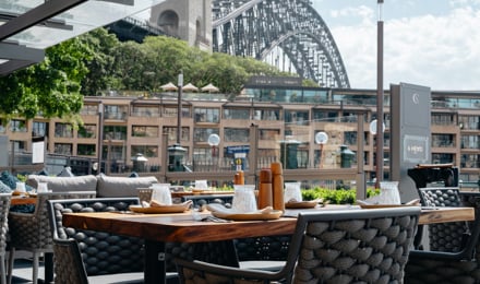 Outdoor Dining of 6Head with Bridge View