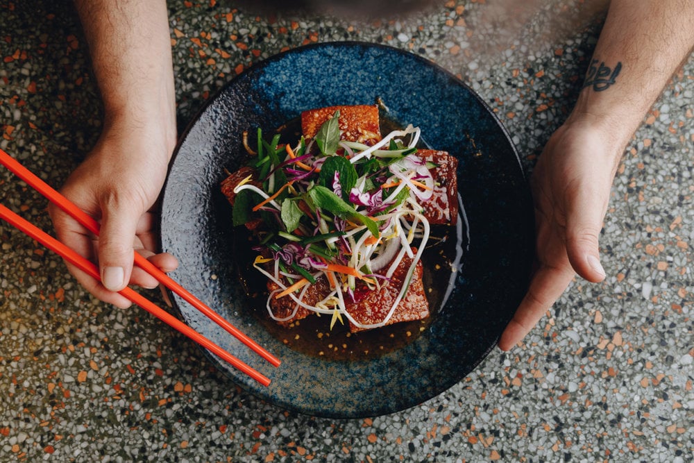 Chilli caramel pork belly at Tom Phat, Melbourne VIC